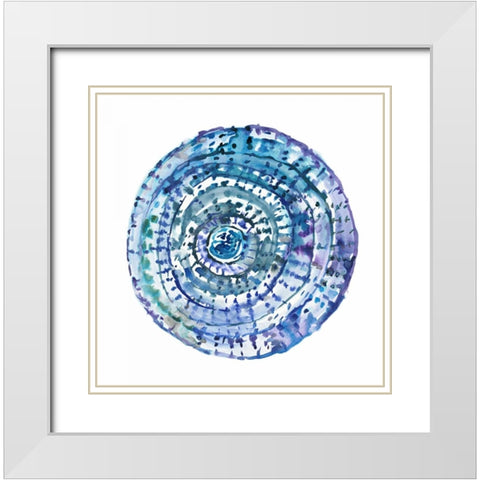 Watery Blue Mandala 1 White Modern Wood Framed Art Print with Double Matting by Gold, Lora