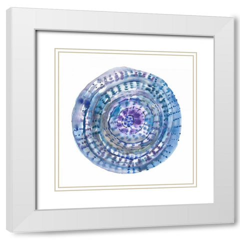Watery Blue Mandala 2 White Modern Wood Framed Art Print with Double Matting by Gold, Lora