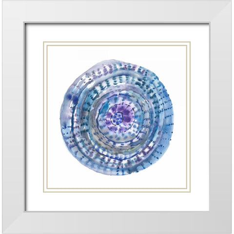Watery Blue Mandala 2 White Modern Wood Framed Art Print with Double Matting by Gold, Lora