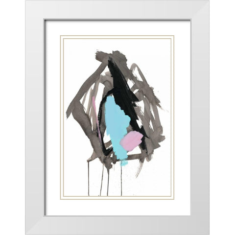 Gestural Brush, Pastel White Modern Wood Framed Art Print with Double Matting by Gold, Lora