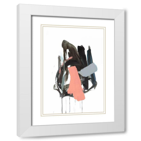 Gestural Brush, Coral White Modern Wood Framed Art Print with Double Matting by Gold, Lora