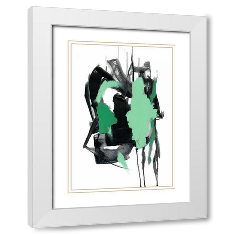 Gestural Brush, Green White Modern Wood Framed Art Print with Double Matting by Gold, Lora