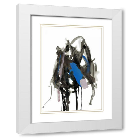 Gestural Brush, Blue White Modern Wood Framed Art Print with Double Matting by Gold, Lora