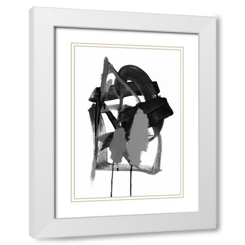 Gestural Brush, Grey White Modern Wood Framed Art Print with Double Matting by Gold, Lora