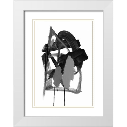 Gestural Brush, Grey White Modern Wood Framed Art Print with Double Matting by Gold, Lora