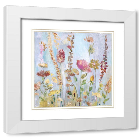Raindrop Garden White Modern Wood Framed Art Print with Double Matting by Gold, Lora