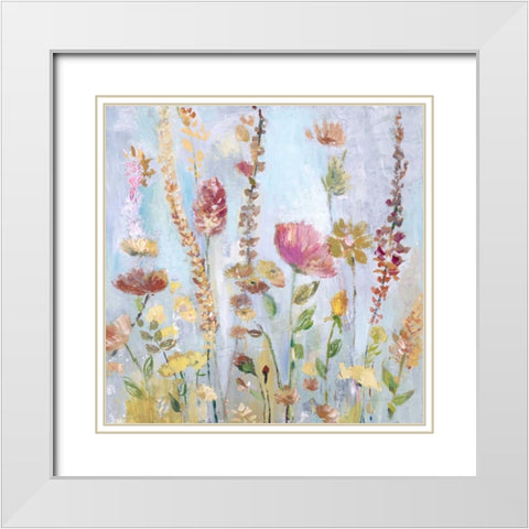 Raindrop Garden White Modern Wood Framed Art Print with Double Matting by Gold, Lora