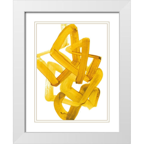Gestural Brush 1 White Modern Wood Framed Art Print with Double Matting by Gold, Lora