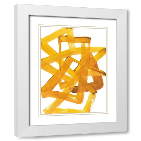 Gestural Brush 3 White Modern Wood Framed Art Print with Double Matting by Gold, Lora