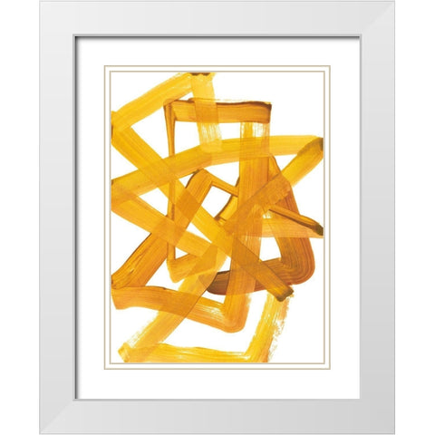 Gestural Brush 3 White Modern Wood Framed Art Print with Double Matting by Gold, Lora