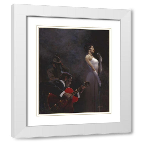 Pearlescent Diva White Modern Wood Framed Art Print with Double Matting by Lynch, Brent