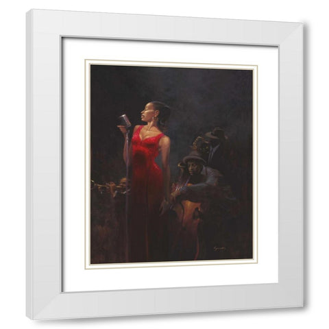 Garnet Diva White Modern Wood Framed Art Print with Double Matting by Lynch, Brent