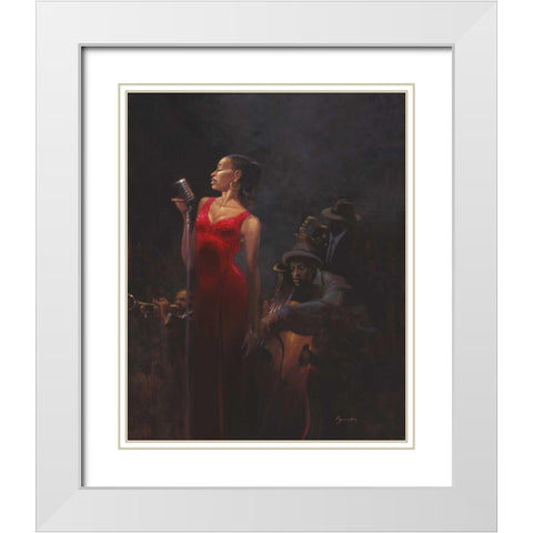 Garnet Diva White Modern Wood Framed Art Print with Double Matting by Lynch, Brent