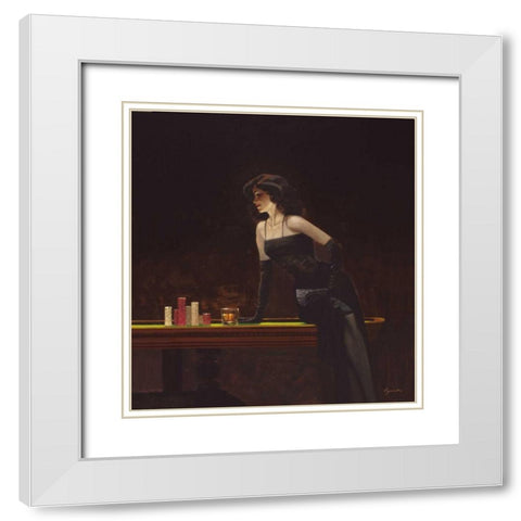 Place Your Bet White Modern Wood Framed Art Print with Double Matting by Lynch, Brent