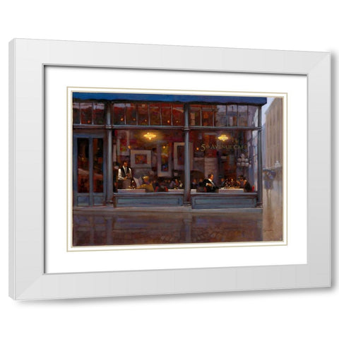 Fifth Avenue Cafe 2 White Modern Wood Framed Art Print with Double Matting by Lynch, Brent