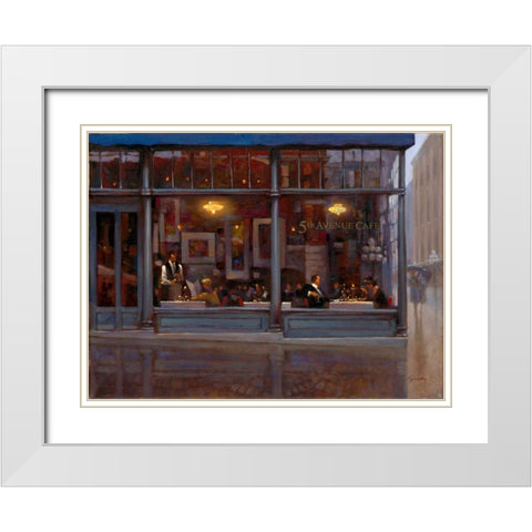 Fifth Avenue Cafe 2 White Modern Wood Framed Art Print with Double Matting by Lynch, Brent