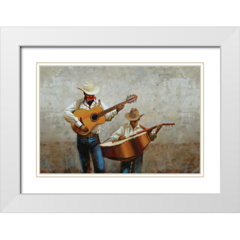 Street Music White Modern Wood Framed Art Print with Double Matting by Lynch, Brent