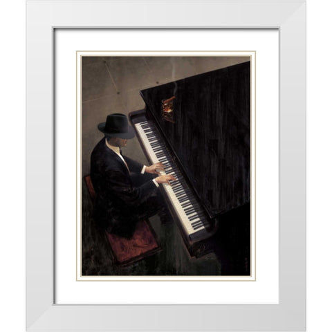 Piano Bar 1 White Modern Wood Framed Art Print with Double Matting by Lynch, Brent