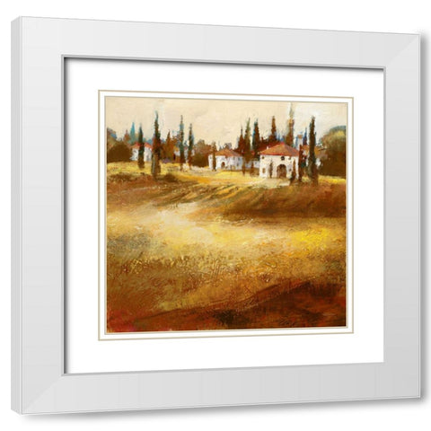 Tuscan Hills White Modern Wood Framed Art Print with Double Matting by Santiago, Paul