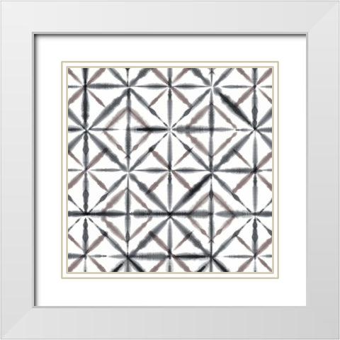 Shibori Global Pattern White Modern Wood Framed Art Print with Double Matting by Pluch, Melissa