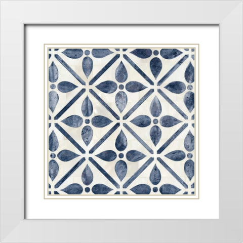 Blue Moroccan Tile 1 White Modern Wood Framed Art Print with Double Matting by Smith, Hope