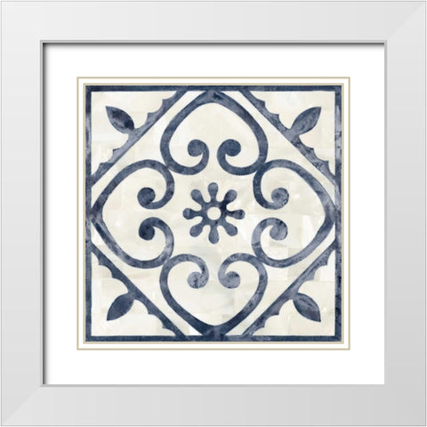 Blue Moroccan Tile 2 White Modern Wood Framed Art Print with Double Matting by Smith, Hope