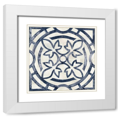 Blue Moroccan Tile 3 White Modern Wood Framed Art Print with Double Matting by Smith, Hope