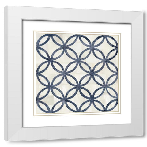 Blue Moroccan Tile 4 White Modern Wood Framed Art Print with Double Matting by Smith, Hope