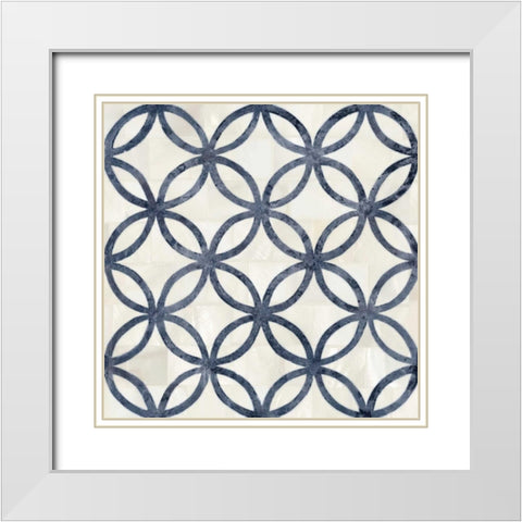 Blue Moroccan Tile 4 White Modern Wood Framed Art Print with Double Matting by Smith, Hope