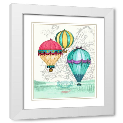 Vintage Air Balloon Adventure White Modern Wood Framed Art Print with Double Matting by Smith, Hope