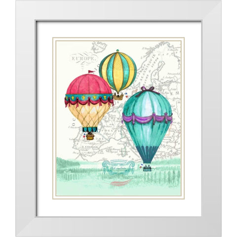 Vintage Air Balloon Adventure White Modern Wood Framed Art Print with Double Matting by Smith, Hope