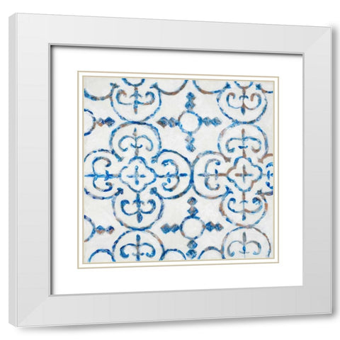 Delft Blue Pattern 1 White Modern Wood Framed Art Print with Double Matting by Smith, Hope