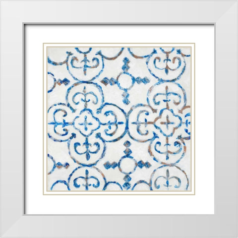 Delft Blue Pattern 1 White Modern Wood Framed Art Print with Double Matting by Smith, Hope
