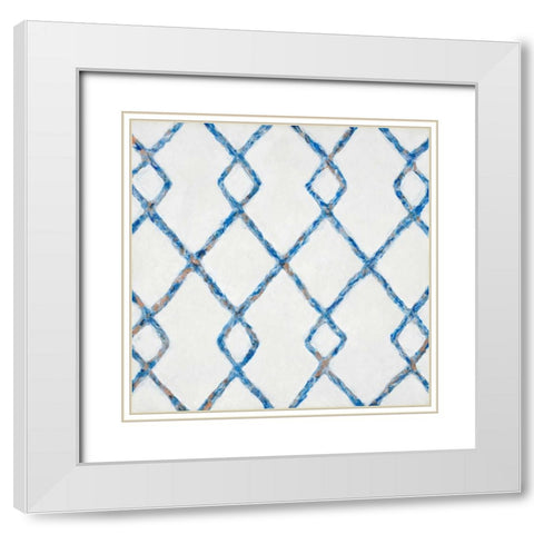 Delft Blue Pattern 2 White Modern Wood Framed Art Print with Double Matting by Smith, Hope