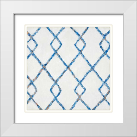 Delft Blue Pattern 2 White Modern Wood Framed Art Print with Double Matting by Smith, Hope