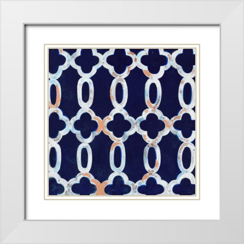 Delft Blue Pattern 3 White Modern Wood Framed Art Print with Double Matting by Smith, Hope