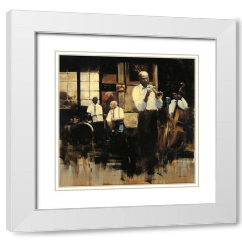 French Quarter Jazz White Modern Wood Framed Art Print with Double Matting by Sullivan, Myles