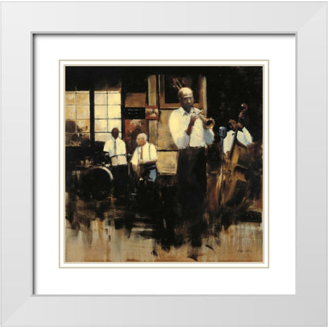 French Quarter Jazz White Modern Wood Framed Art Print with Double Matting by Sullivan, Myles