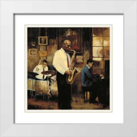 Latin Quarter Jazz White Modern Wood Framed Art Print with Double Matting by Sullivan, Myles