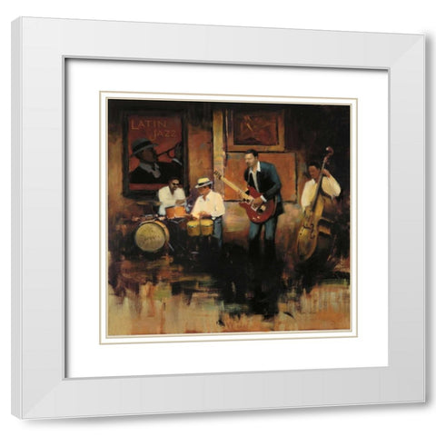 Latin Jazz White Modern Wood Framed Art Print with Double Matting by Sullivan, Miles