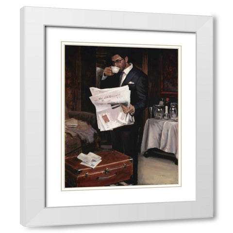 Room Service-Him White Modern Wood Framed Art Print with Double Matting by Sullivan, Myles