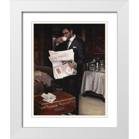 Room Service-Him White Modern Wood Framed Art Print with Double Matting by Sullivan, Myles