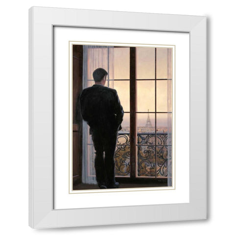 Waiting for Paris 1 White Modern Wood Framed Art Print with Double Matting by Sullivan, Myles