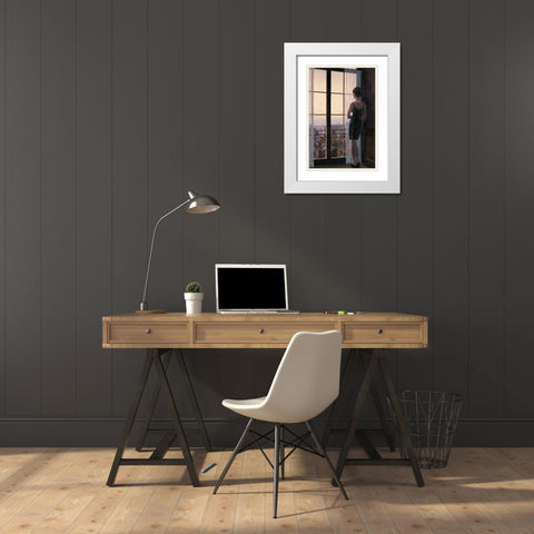 Waiting for Paris 2 White Modern Wood Framed Art Print with Double Matting by Sullivan, Myles