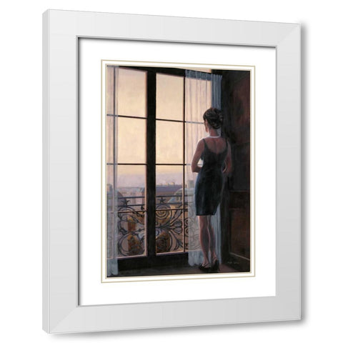 Waiting for Paris 2 White Modern Wood Framed Art Print with Double Matting by Sullivan, Myles