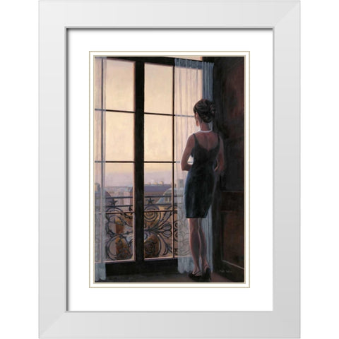 Waiting for Paris 2 White Modern Wood Framed Art Print with Double Matting by Sullivan, Myles
