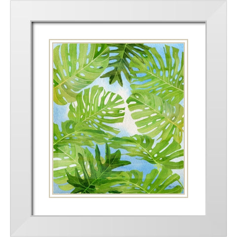 Tropical Greenery White Modern Wood Framed Art Print with Double Matting by Escobedo, Mary