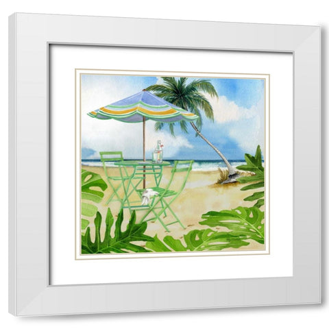 Beachside Dining 1 White Modern Wood Framed Art Print with Double Matting by Escobedo, Mary