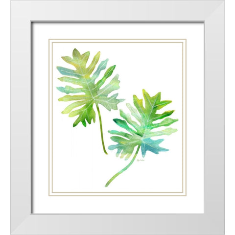 Watercolor Tropical 2 White Modern Wood Framed Art Print with Double Matting by Escobedo, Mary