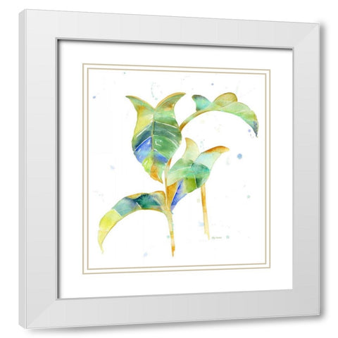 Watercolour Tropical 4 White Modern Wood Framed Art Print with Double Matting by Escobedo, Mary